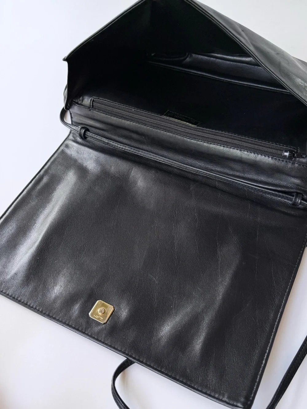 Vintage Fendi Crocodile Embossed Black Leather Crossbody Bag Clutch 1970s-1980s